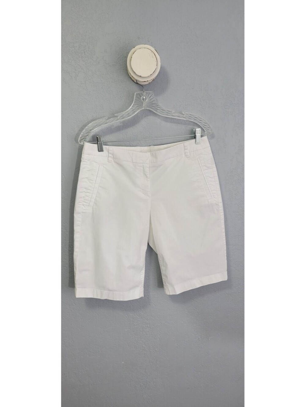 J.Crew White Stretch Cotton Bermuda Shorts Size 6